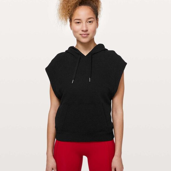 Lululemon Easy Going Hoodie Black Size 12 Sleeveless Pullover $98 - Picture 1 of 6
